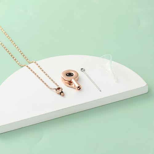 Yinplsmemory Cremation Jewelry Circle of Life Urn Ashes Necklace for Women Rose gold&blue