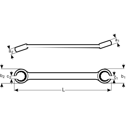 Bahco 1949M-12-14 Double End/Offset Flare-Nut Wrench, Silver, 14 mm