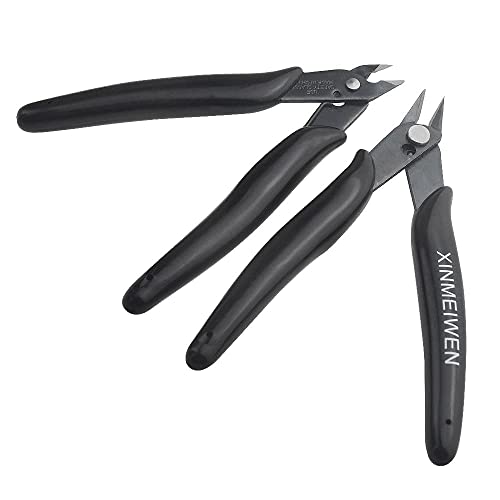 Pack of 5 Small Side Cutters, Mini Wire Cutter, Electronic Cable Cutter, 125 mm Cutting Pliers, for Model Making, Fine Lines, Black 5Pack