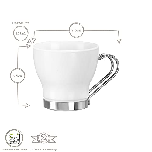 Bormioli Rocco 400891GRU021990 Espresso Opal with Stainless Steel Handle, 3.5 oz, White