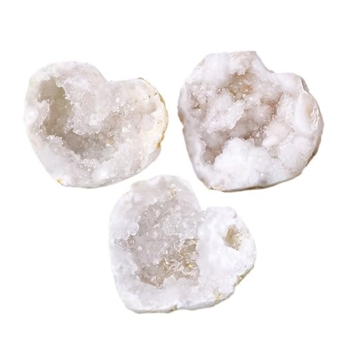 Erliway Moroccan Agate Geode with Crystal Natural Heart-Shaped Agate 2-2.4"
