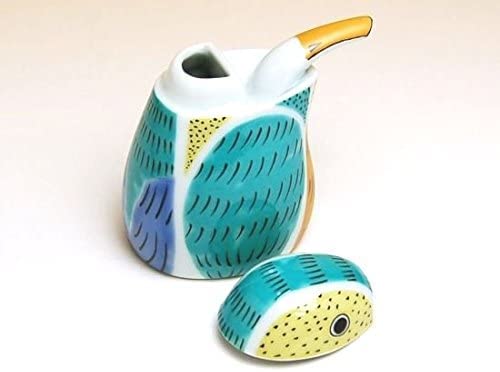 有田焼やきもの市場 Soy Sauce Dispenser Ceramic Bottle Cute 2.5 fl oz Japanese Arita Imari ware Made in Japan Kawasemi Bird Kingfisher