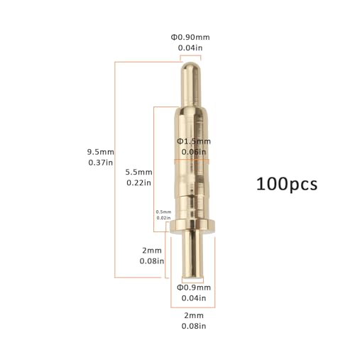 100pcs 9.5mm Power Test Tips Pogo Pins Connectors 24V DC 1.5A for Mobile Phone Communication Automotive