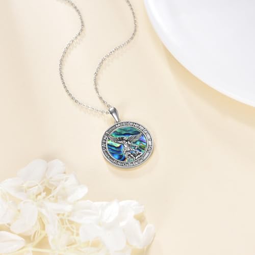 VONALA St Michael/Virgin Mary Necklace 925 Sterling Silver Amulet Coin Pendant Jewelry for Men Women St Michael-A