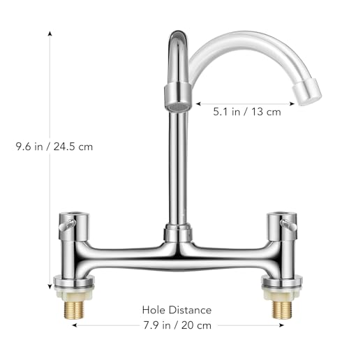 Housoutil Kitchen Tap 2 Hole Mixer Dual Handle Basin Faucet for Kitchen Sink and Bathroom Vanity Hot and Cold Water Control Rotating Spout 11.61 X 9.45 X 1.57 in