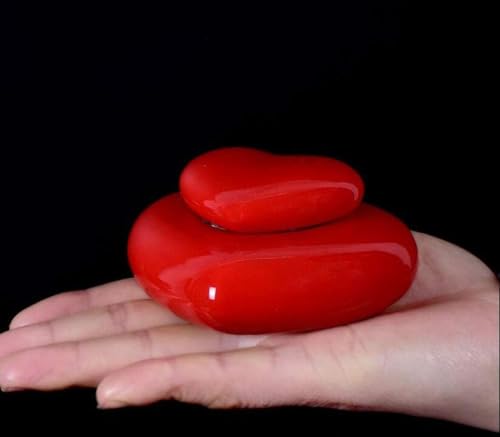 Mini Ceramic Heart-Shaped Urns for Cremation Keepsake (Red)