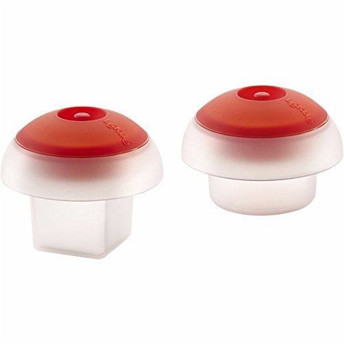 Lékué Microwave Ovo Egg Cooker | Set of 2 | x1 Round & x1 Square Egg Mold | Fast Egg Cooker in Pan or Microwave | Add Vegetables For Mini Omelets | Dishwasher Safe | Cooking Guide & Recipes Included Cylinder/Square Red