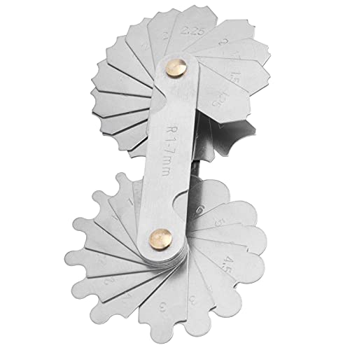 Alloy Steel Radius Gauge, R 1-7 mm Radius Templates Measuring Wedge, Precision Radius Gauge for Concave/Convex Arcs, Industrial Applications
