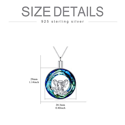 Elephant Necklace 925 Sterling Silver Elephant Crystal Pendant Necklaces Animal Elephants Jewelry Gifts for Women Silver Crystal Urn-1