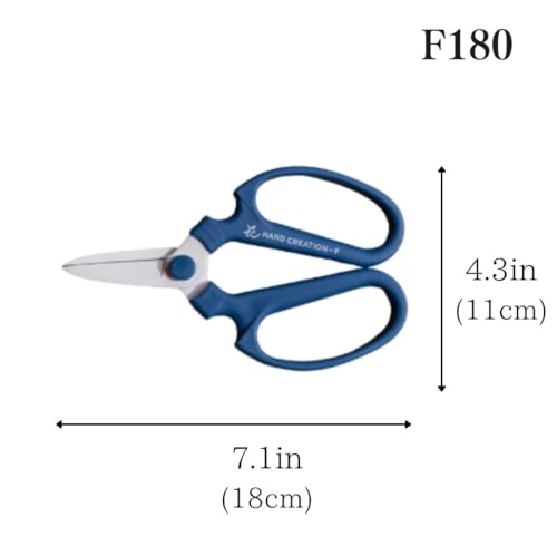 Japanese Floral Scissors – SAKAGEN Hand Creation Flower Shears for Floral Design, Ikebana & Gardening, Made in Japan, Large Size Model F-180 (Red) Red