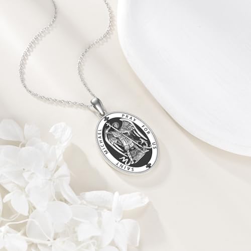 YFN St. Michael Necklace 925 Sterling Silver Archangel Michael Saint Pendant Faith Jewellery Gifts For Men Women