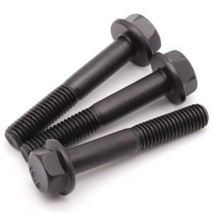 [Australia - AusPower] - M8-1.25 x 60mm (10 Pack) Flanged Hex Head Bolts, Hexagon Flange Screws, Black Oxide Finish, 10.9 Grade Alloy Steel, Motocycle Car Bolts Replacements, Partial Thread M8-1.25 x 60mm 
