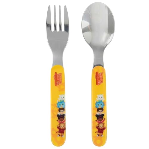 Daniel Tiger's Neighborhood Daniel Tiger Mealtime Feeding Set for Kids and Toddlers - Includes Plate, Bowl, Cup, Fork and Spoon Utensil Flatware - Durable, Dishwasher Safe, BPA Free (5 pieces,Yellow) Yellow