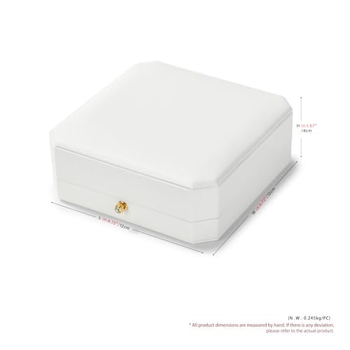 White Premium PU Leather Necklace Pendant Gift Box 4.72 x 4.72 x 1.57inch
