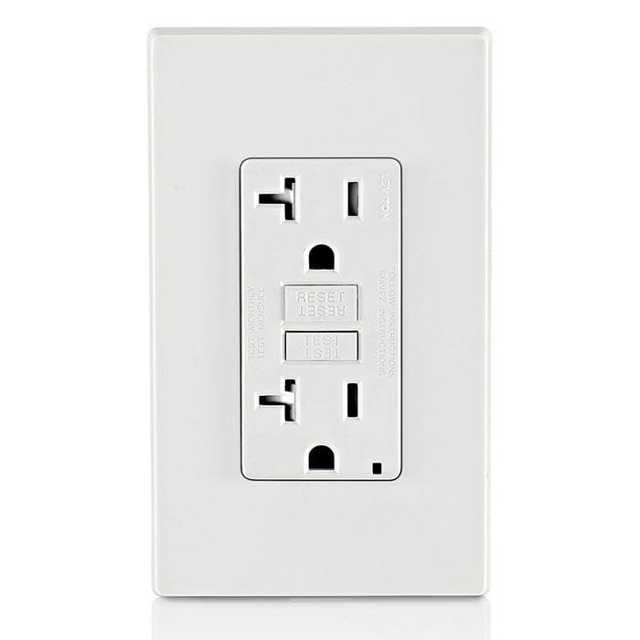 [Australia - AusPower] - Leviton GFWT2-W Self-test SmartlockPro Slim GFCI Weather-Resistant and Tamper-Resistant Receptacle with LED Indicator, 20-Amp, White 20 Amp 