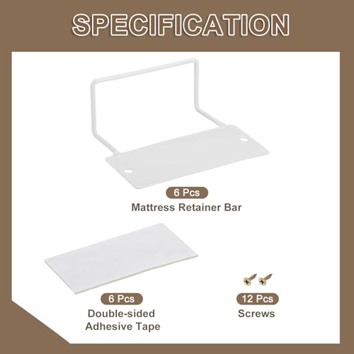 QUARKZMAN Pack of 6 Mattress Slip Stop, Mattress Holder Latch, Mattress Holder, Non-Slip Mattress Stopper to Prevent Slipping, 4.7 inches L x 3.7 inches W x 2 inches, White | Matratzenhalterung Riegel Matratzenhalter rutschfeste Matratzenstopper zur Ve...