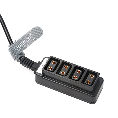 Uonecn 2 Pin to 4 D-Tap Splitter Cable, Right Angle 2-Pin to DTap Power Hub for Cinema Camera Rig, D-Tap Distribution Cable for RED DSMC2 Jetpack, RTmotion Sidekick, ARRI Accessories, 24in/60cm Right Angle 2 Pin