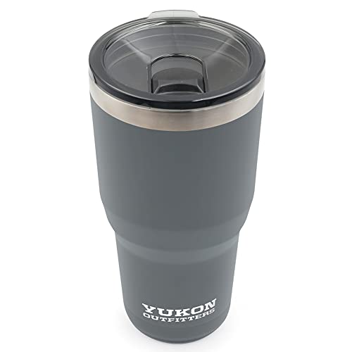 Yukon Outfitters Freedom High Grade 18/8 Corrosion-Resistant Stainless Steel Double Wall Vacuum Insulated Tumbler (30oz / 890ml) - 7.85" H x 3.9" Top Dia. / 2.9" Bottom dia., Charcoal