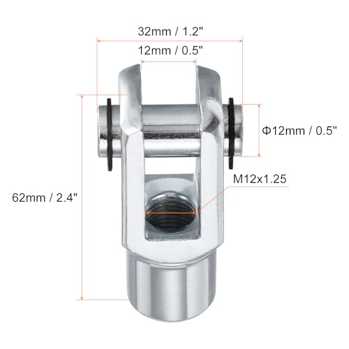 PATIKIL air cylinder rod clevis end 3 pack, 62mm silver M12x1.25 female thread Y connector pins