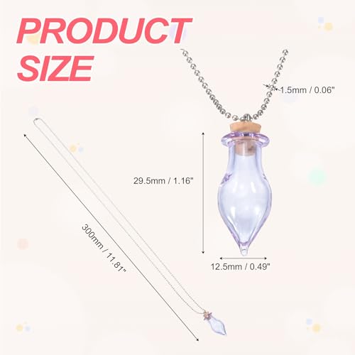 sourcing map Vial Necklace, Stainless Steel Glass Teardrop Perfume Bottle Pendant Necklace Ashes Urn Vial Pendant Openable Bottle Purple