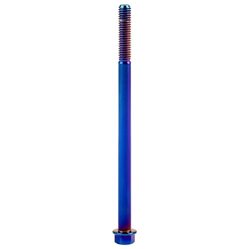 Wanyifa titanium Ti flange M6 hex bolt screw, blue, M6x100mm thread, side view