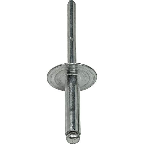 Fastenere Large Flange Pop Rivets - 3/16" x 3/4" (50 pcs) Heavy Duty, Open-End, Aluminum Corrosion-Resistant, High Tensile & Shear Strength, 6-12 Gap .626" - .750" 3/16" x 3/4" (6-12) (50 Pack)