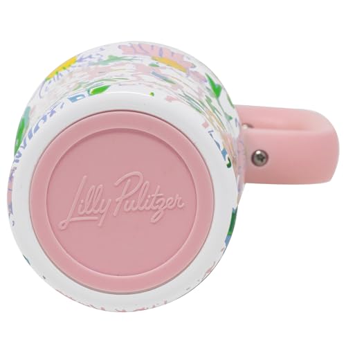 Lilly Pulitzer 30 Oz Insulated Tumbler with Lid, Large Stainless Steel Travel Cup with Silicone Straw, Double Wall Metal Tumbler (Lilly Garden Home)