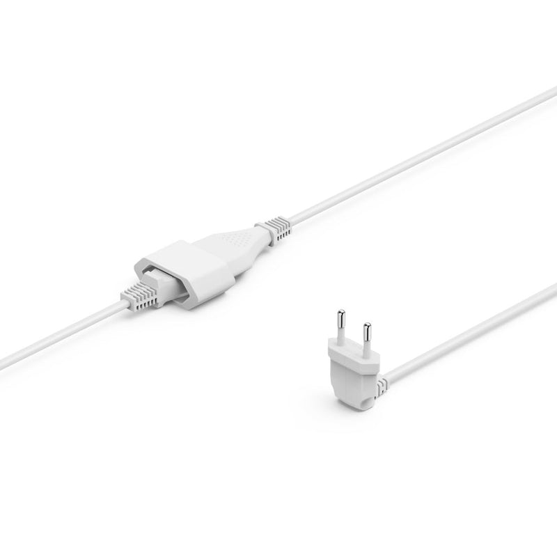 Hama Extension Cable Angled Euro Plug 3 m | Extension cable, white, 90°, space-saving flat plug, power cable extension, kink protection, robust, for indoor use