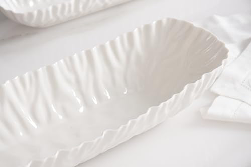 Pampa Bay Mascali Bianca Deep Rectangular Server, 14" x 4.75" x 3" tall White