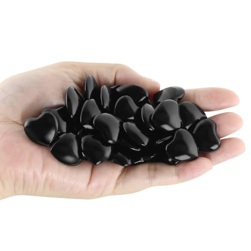 Tumbled Polished Natural Black Obsidian Crystal Heart Stones(20Pcs)