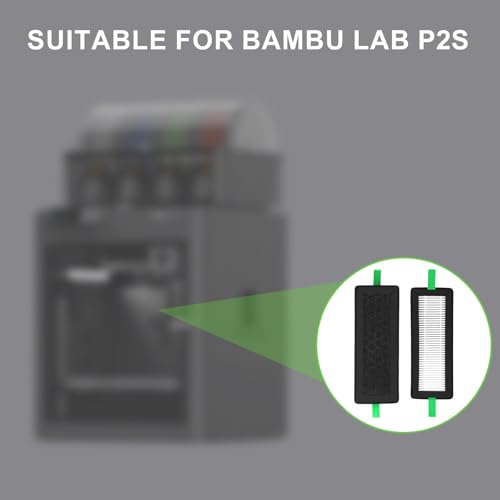 2pcs 3D Printer Air Filters for Bambu Lab, Activated Carbon Air Filter Replacements Practical 3D Printer Accessories Parts Kit Compatible with Bambu Lab P2S