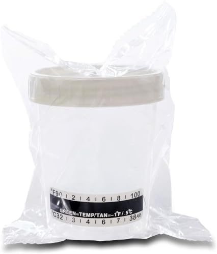 Sterile Urine Cup / Sample Cup Screw Top 120ml with Temperature Indicator Pack of 5