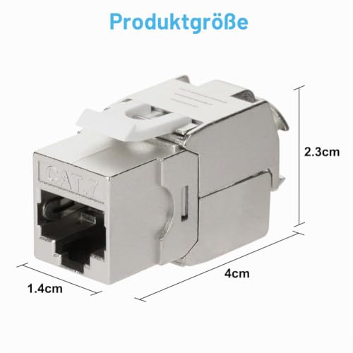 Offcup 8x Keystone Modules CAT7 10Gbit/s 500MHz Snap-In | Network Patch Panel Tool Free Compatible No Rust Durable 8PCS