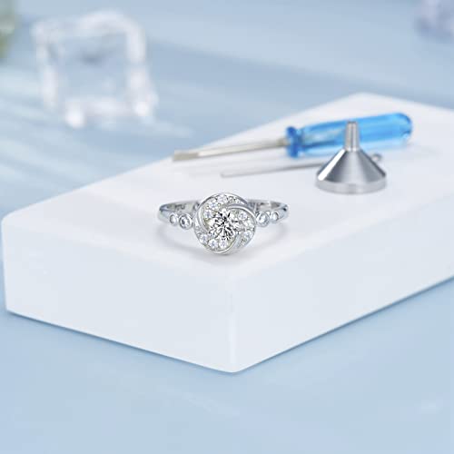 Urn Rings for Cremation Ashes Circle of Life 925 Sterling Silver Always by my side Keepsake Rings Memorial Jewelry for Women Size 10
