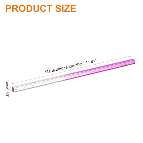 QUARKZMAN Acrylic Clear Straight Rulers 30 cm Metric Transparent Gradient Three-Dimensional Plastic Ruler Square Cube Measuring Tool for Classroom Office Purple | Dreidimensional Plastik Lineal Quadrat Würfel Messwerkzeug Für Classroom Office Lila 30cm 1