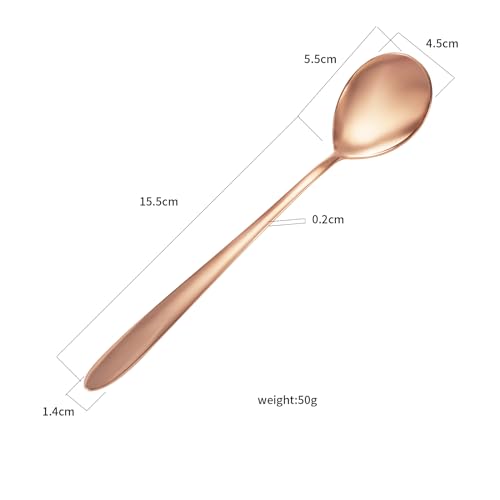 Two sets of EnerMagiX copper iced tea spoons with long handles, perfect for stirring coffee, tea, and desserts.