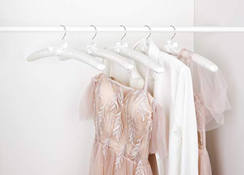 Amber Home 10 Pack Large White Satin Padded Hangers for Women Clothing 17"