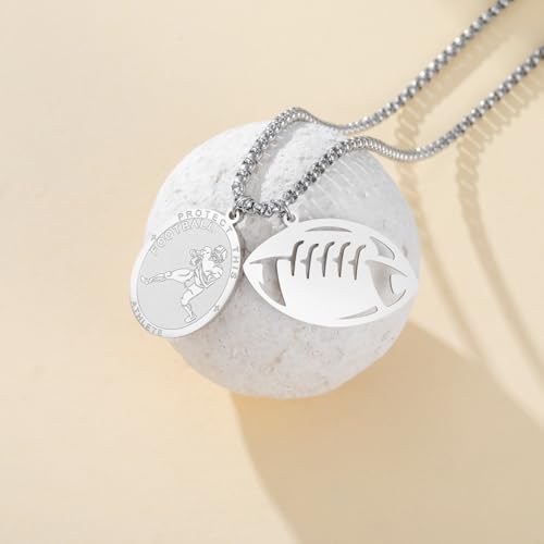 Dreamtimes St. Sebastian Medal Necklace for Men Women Stainless Steel Religious Saint Patron of Athletes Catholic Necklace Amulet Medal Protection Jewelry Football-S