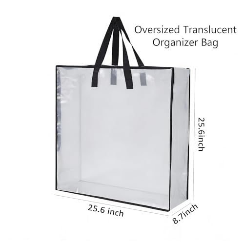 Heavy-Duty Clear Wreath Storage Bag & Sturdy Moving Box Alternative – 26 Inch Large Capacity Container with Zipper for Christmas Decorations, Seasonal Wreaths, Clothes, Bedding,Gift (4-Pack) SClear 4 Pack