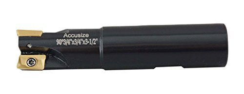 [Australia - AusPower] - Accusize Industrial Tools 3/4'' 90 Deg Square Shoulder Indexable End Mill, 3-1/2'' Overall Length, Apkt11t3 Carbide Inserts, 3 Flute, 0056-0917 3/4" Cutting Dia., 3/4" Shank, 3 Flute 