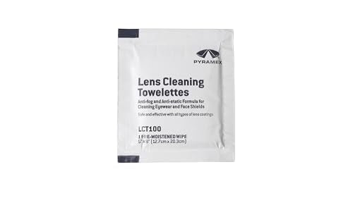 Pyramex Safety Individually Packaged Lens Cleaning Towelettes, No Streaks, 100 Piece