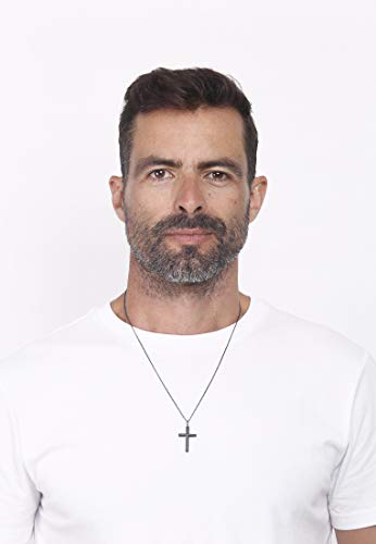 Kuzzoi Exclusive Men's Necklace Shiny Polished with Cross Pendant (30 mm) in Basic Style, Solid Chain for Man and Friend with Religious Cross Made of 925 Sterling Silver, Length 60 cm