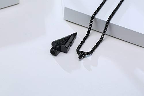 MPRAINBOW Mens Urn Necklace for Ashes,Stainless Steel Tribal Spearpoint Arrowhead Memorial Cremation Pendant,Bereavement Keepsakes Jewelry with 24Inches Box Chain Black