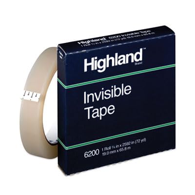 Highland Transparent Tape, 1 Roll, 3/4 in x 72 yd (6200)
