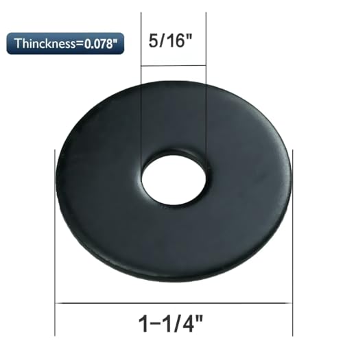 HOLIANSENG 5/16 x 1-1/4 inch black zinc plated stainless steel fender flat washers, 50-piece set