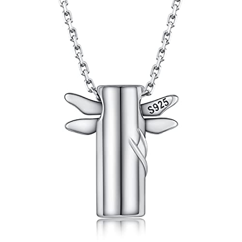 APOTIE Sterling Silver Dragonfly Urn Necklace for Ashes Cremation Dragonfly Memorial Keepsake Jewelry Gifts for Women Loss Loved One