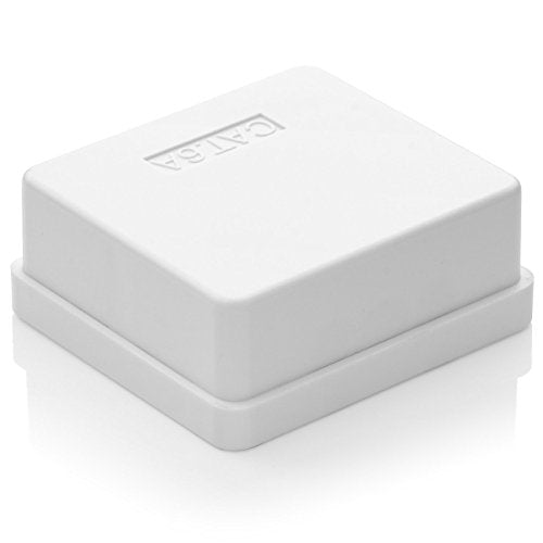 deleyCON CAT 6a Network Socket 2x RJ45 Socket FTP 10 Gbit, Pack of 4 - White | Shielded, surface-mounted mounting, Ethernet network LAN socket, RAL 9003 4 pieces