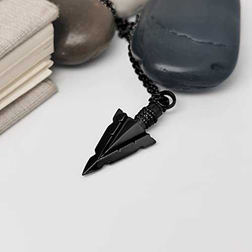 Spearpoint Arrowhead Urn Neckalce for Ashes Tribal Ash Holder Cremation Keepsakes Memorial Pendant Jewelry Black