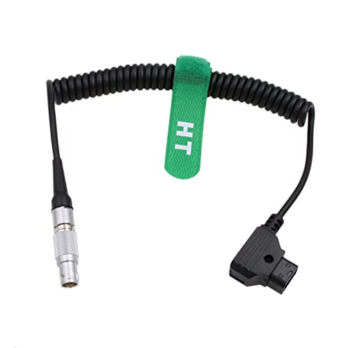 DC Power Cable Coiled for Canon C300 MK II / C200 / C200B Camera, D-tap to 4 Pin V-Mount 16.7V DC Coiled cable Straight 4-pin