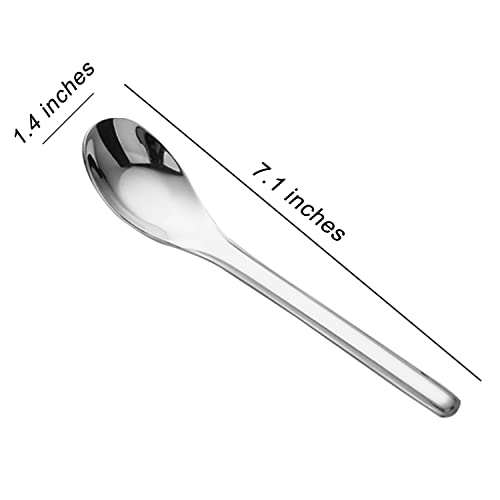 OULIGET Thick Heavy weight Dinner Soup Spoons,Stainless Steel Tablespoons,Chinese Silver Spoon,Heavy Duty Asian Thick Long Handle Spoons,7.1 inches,Set of 8 7×1.4
